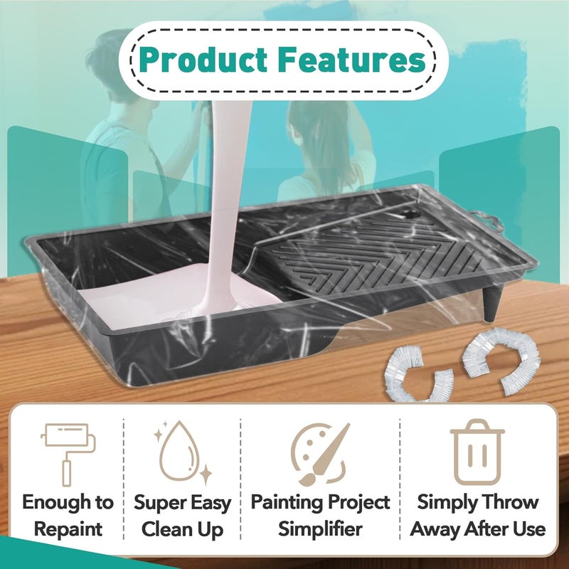 Gfdoso 50 Pcs Paint Tray Liners Disposable - 18 Inch Paint Roller Tray Liner Plastic Paint Tray Liners for House Painting Walls, Excluding Paint Trays - Image 4